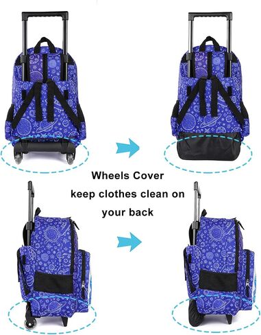 Tilami Rolling Backpack 18 inch Double Handle Wheeled Boys Girls Travel School Children Luggage Toddler Trip, Galaxy in Kuwait