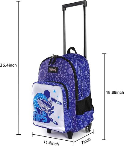 Tilami Rolling Backpack 18 inch Double Handle Wheeled Boys Girls Travel School Children Luggage Toddler Trip, Galaxy in Kuwait