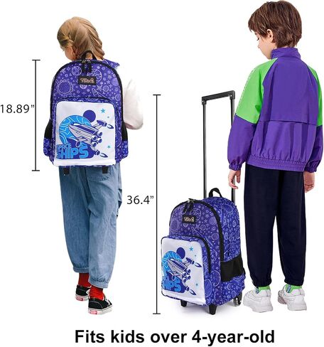 Tilami Rolling Backpack 18 inch Double Handle Wheeled Boys Girls Travel School Children Luggage Toddler Trip, Galaxy in Kuwait
