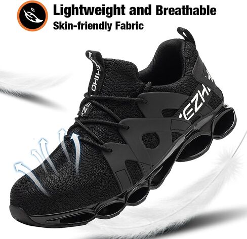 Kezhiho Steel Toe Shoes for Men Women Cushion Comfortable Work Shoes Lightweight Breathable Sneakers Slip Resistant Indestructible Construction Industrial Safety Shoes in Kuwait