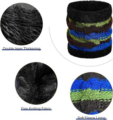 Kids Winter Pompom Beanie Hat Scarf Gloves Set for Boys&Girls Age 3-8, Fleece Lined Skull Cap Neck Warmer Mitten Set in Kuwait