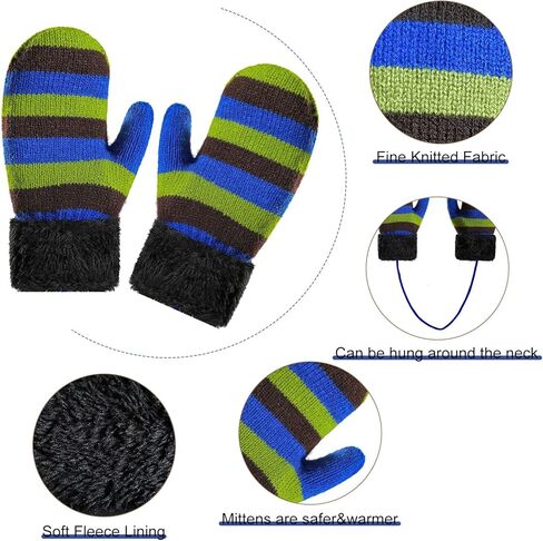 Kids Winter Pompom Beanie Hat Scarf Gloves Set for Boys&Girls Age 3-8, Fleece Lined Skull Cap Neck Warmer Mitten Set in Kuwait
