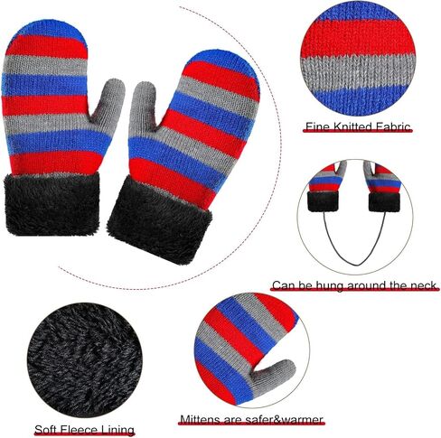 Kids Winter Pompom Beanie Hat Scarf Gloves Set for Boys&Girls Age 3-8, Fleece Lined Skull Cap Neck Warmer Mitten Set in Kuwait