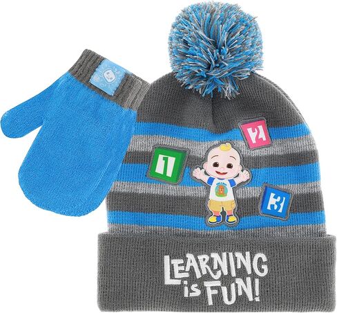 CoComelon Toddler Winter Hat and Snow Gloves for Toddler Set with Cute Mittens and Soft Beanie Adorable Outdoor Wear in Kuwait