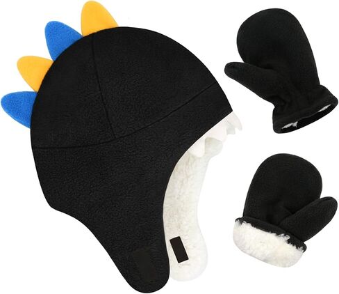 Baby Boy Sherpa Hats and Mittens Set Toddler Gloves Warm Fleece Winter Hat Baby Girl in Saudi Arabia