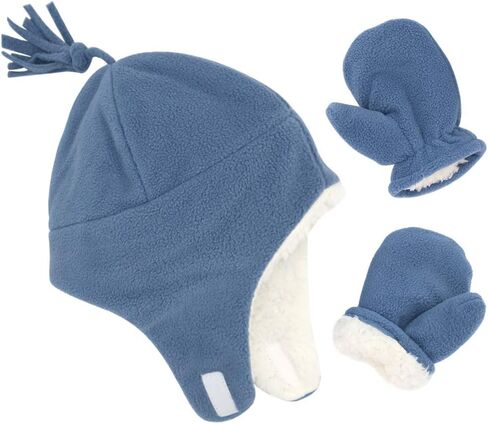 Baby Boy Sherpa Hats and Mittens Set Toddler Gloves Warm Fleece Winter Hat Baby Girl in Saudi Arabia