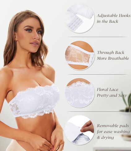 حمالة صدر من Flora Lace Bralette Bandeau للنساء بدون خياطة من أعلى طبقات حمالات الصدر بدون حمالات in Kuwait