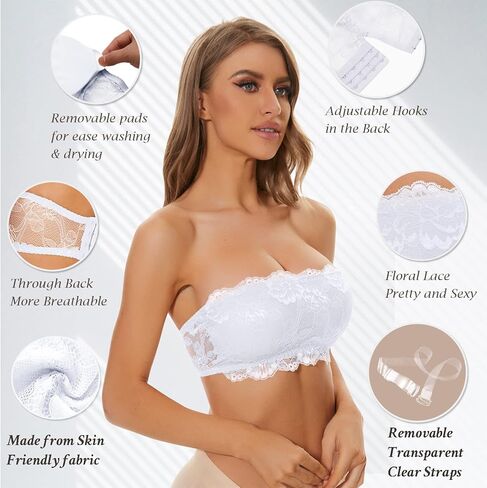 حمالة صدر من Flora Lace Bralette Bandeau للنساء بدون خياطة من أعلى طبقات حمالات الصدر بدون حمالات in Kuwait