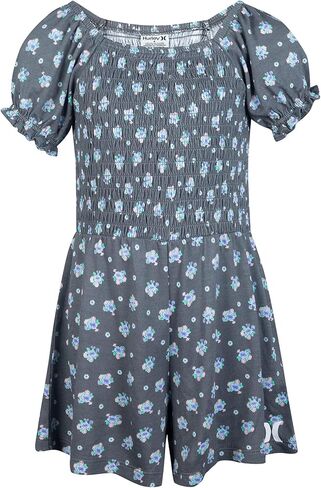 Hurley Girl's Smocked Romper (Little Kids) Shadow Black 6 Little Kid in Saudi Arabia