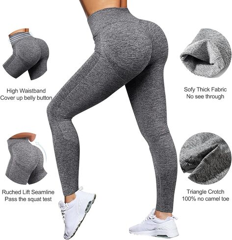 OMKAGI Women Scrunch Butt Lifting Leggings Seamless High Waisted Workout Yoga Pants in Kuwait
