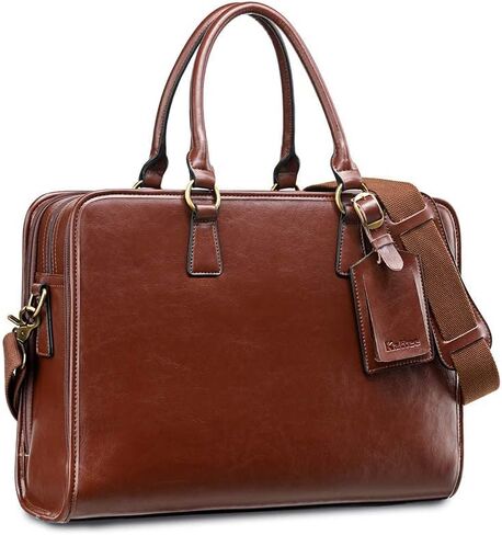 Kattee Genuine Leather Briefcase for Women, Large Capacity Laptop Bag with Luggage Tag in Kuwait