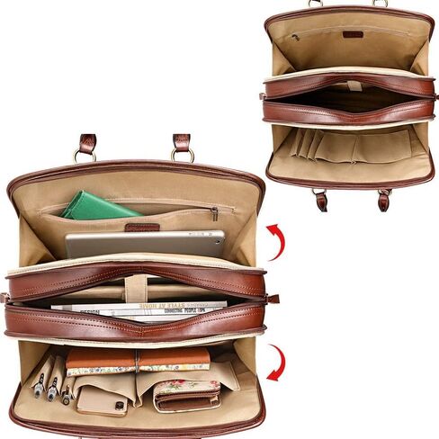 Kattee Genuine Leather Briefcase for Women, Large Capacity Laptop Bag with Luggage Tag in Kuwait