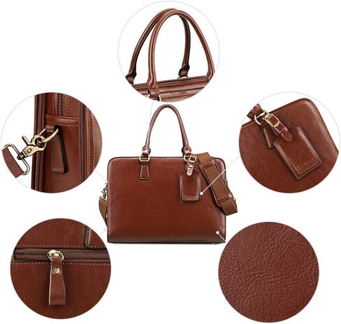 Kattee Genuine Leather Briefcase for Women, Large Capacity Laptop Bag with Luggage Tag in Kuwait