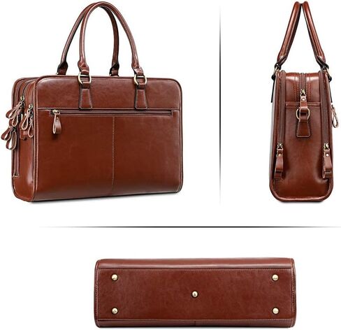 Kattee Genuine Leather Briefcase for Women, Large Capacity Laptop Bag with Luggage Tag in Kuwait