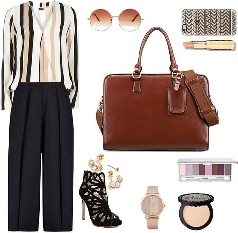 Kattee Genuine Leather Briefcase for Women, Large Capacity Laptop Bag with Luggage Tag in Kuwait
