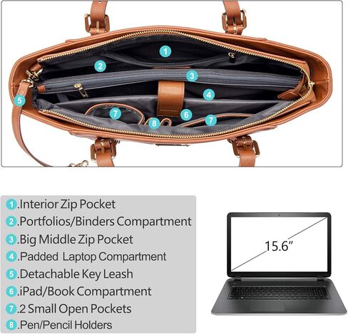 14-Inch Laptop Bag for Women, Professional Computer Bags - Laptop Purse with Padded Compartment - Fit Under Airplane Seat (Black) in Saudi Arabia