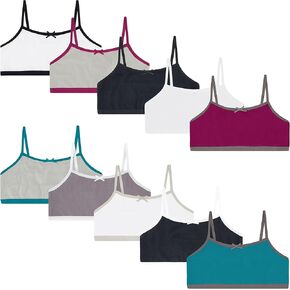 Buyless Fashion Girls Training Bra Cotton Cropped Cami Spaghetti Strap Brallete (10 Pack)