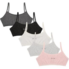 Donella Training Bra for Girls - Cotton Crop Cami for Girls Bralette 5-Pack, Age: 10-15