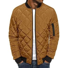 Pengfei Mens Diamond Quilted Jackets Bomber Varsity Winter Fall Chunky Coats Outwear