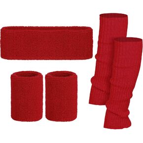 SATINIOR 80s Leg Warmers Set, Women Neon Running Headband Wristbands Knit Outfit Sport Accessories