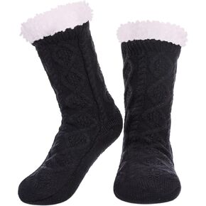 LINEMIN Womens Slipper Socks Winter Warm Fleece Lined Socks Cozy Soft Thick Fuzzy Non Slip Indoor Christmas Socks