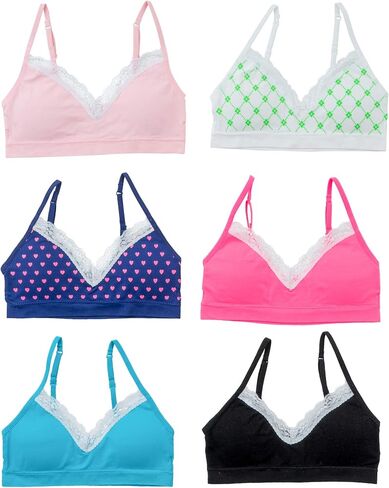 Alyce Intimates Pack of 6 Seamless Girls Bra with Lace Trim & Adjustable Straps in Kuwait