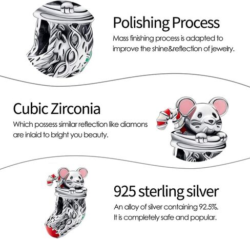 PAGOGO Jewelry Man Cartoon Animals Charms 925 Sterling Silver with Cubic Zirconia for Women Bracelets and Necklaces,Christmas Gift for Women Girls in Kuwait