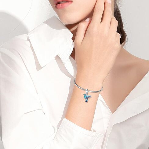 LONAGO Red Cardinal/Dragonfly/Hummingbird/Blue Jay/Butterfly Charm 925 Sterling Silver Dangle Bird Bead Fit Bracelet Our Love Never Dies Gifts for Women Mom in Saudi Arabia