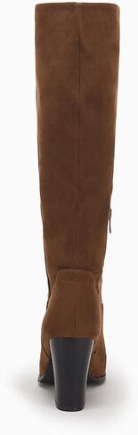 Coutgo Womens Faux Suede Knee High Boots Side Zipper Chunky Heel Stretch Winter Boots in Kuwait