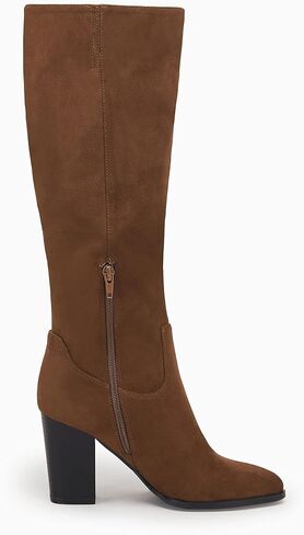 Coutgo Womens Faux Suede Knee High Boots Side Zipper Chunky Heel Stretch Winter Boots in Kuwait
