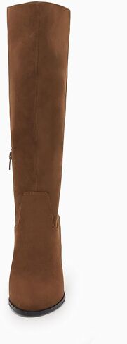 Coutgo Womens Faux Suede Knee High Boots Side Zipper Chunky Heel Stretch Winter Boots in Kuwait