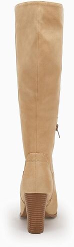 Coutgo Womens Faux Suede Knee High Boots Side Zipper Chunky Heel Stretch Winter Boots in Kuwait