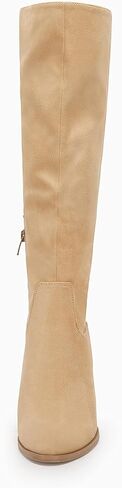 Coutgo Womens Faux Suede Knee High Boots Side Zipper Chunky Heel Stretch Winter Boots in Kuwait
