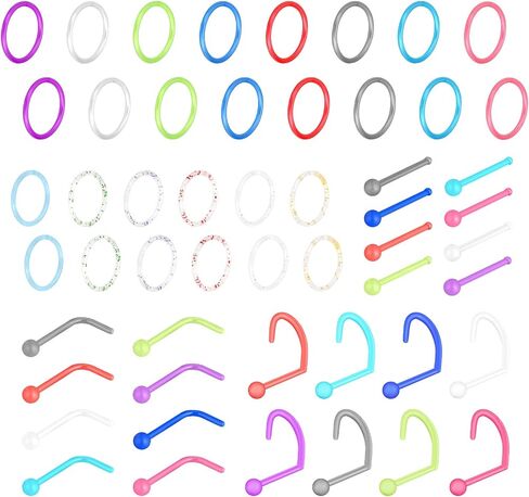 Stuppendux 20G 0.8mm واضح الأنف ترصيع التجنيب ثقب الأنف التجنيب مزيج اللون مجوهرات للجسم ثقب للنساء الرجال in Kuwait