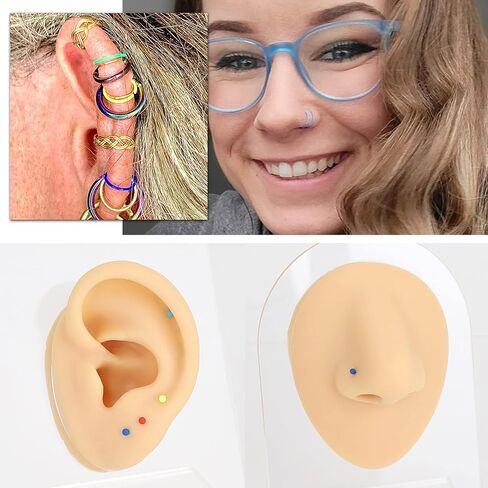 Stuppendux 20G 0.8mm واضح الأنف ترصيع التجنيب ثقب الأنف التجنيب مزيج اللون مجوهرات للجسم ثقب للنساء الرجال in Kuwait