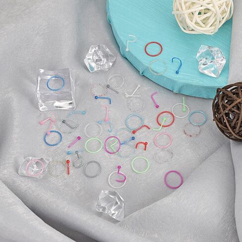 Stuppendux 20G 0.8mm واضح الأنف ترصيع التجنيب ثقب الأنف التجنيب مزيج اللون مجوهرات للجسم ثقب للنساء الرجال in Kuwait