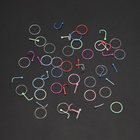 Stuppendux 20G 0.8mm واضح الأنف ترصيع التجنيب ثقب الأنف التجنيب مزيج اللون مجوهرات للجسم ثقب للنساء الرجال in Kuwait