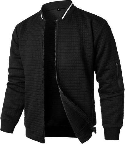 HOOD CREW Men’s Lightweight Casual Jackets Varsity Bomber Jacket Coat with Zipper in Kuwait