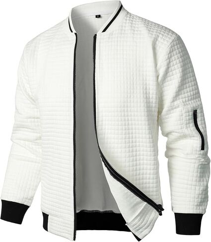 HOOD CREW Men’s Lightweight Casual Jackets Varsity Bomber Jacket Coat with Zipper in Kuwait