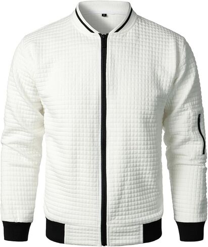HOOD CREW Men’s Lightweight Casual Jackets Varsity Bomber Jacket Coat with Zipper in Kuwait