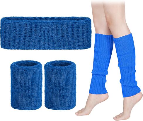 SATINIOR 80s Leg Warmers Set, Women Neon Running Headband Wristbands Knit Outfit Sport Accessories in Kuwait