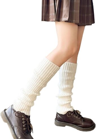 ZQFFB Leg Warmers Kawaii Black White Goth Stacked Leg Warmer of Japanese Style for Women 80s Party Sports Y2k Fashion in Kuwait