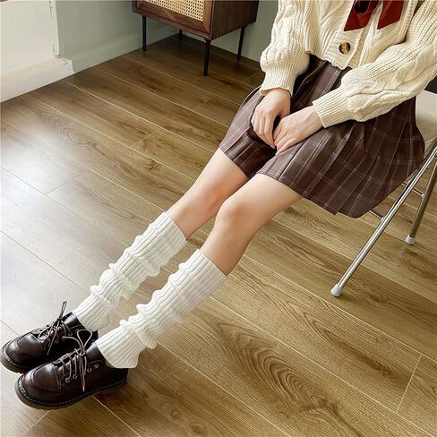 ZQFFB Leg Warmers Kawaii Black White Goth Stacked Leg Warmer of Japanese Style for Women 80s Party Sports Y2k Fashion in Kuwait