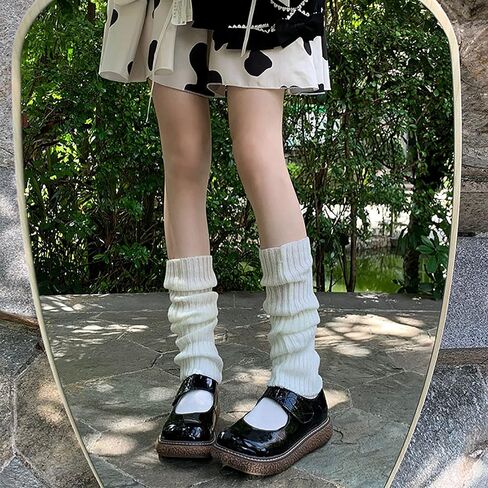 ZQFFB Leg Warmers Kawaii Black White Goth Stacked Leg Warmer of Japanese Style for Women 80s Party Sports Y2k Fashion in Kuwait