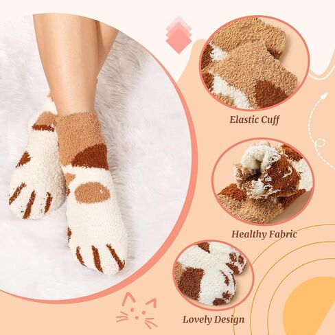 جوارب Trifabricy Fuzzy للنساء، جوارب شتوية لطيفة منفوشة، جوارب دافئة وناعمة ومريحة، جوارب مرحة مبتكرة للنساء in Kuwait