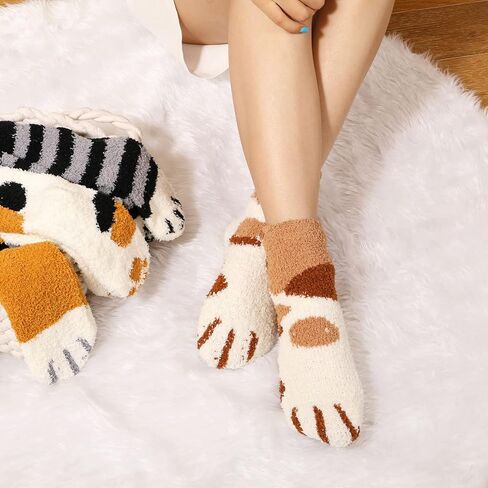 جوارب Trifabricy Fuzzy للنساء، جوارب شتوية لطيفة منفوشة، جوارب دافئة وناعمة ومريحة، جوارب مرحة مبتكرة للنساء in Kuwait