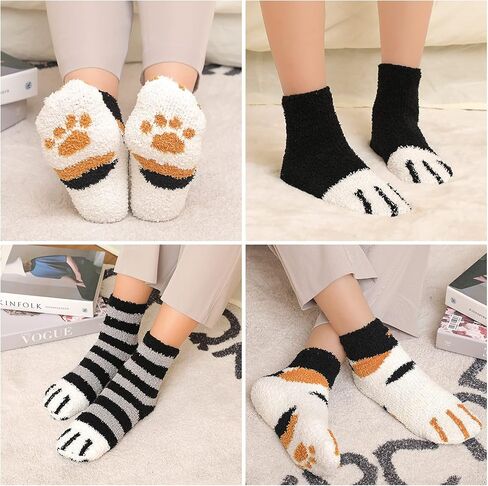 جوارب Trifabricy Fuzzy للنساء، جوارب شتوية لطيفة منفوشة، جوارب دافئة وناعمة ومريحة، جوارب مرحة مبتكرة للنساء in Kuwait