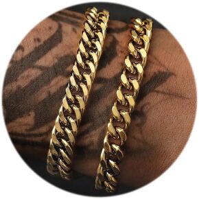 ZNBOH 2Pcs Stainless Steel Bracelets for Men Gold Silver Cuban Link Figaro Rope Chain Bracelet Set Curb Width Sturdy Bracelet 7.5/8.3/9 Inches Jewelry Gifts for Dad Boyfriend Husband