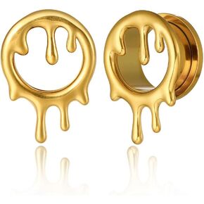 Casvort 2 PCS Hypoallergenic 316 Stainless Steel 0G-1" Unique Water Drops Ear Gauges Halloween Ear Plugs for Stretched Lobe Ear Tunnels Saddle Hangers Body Piercing Jewelry in Saudi Arabia