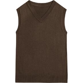 سترة رجالية من CALSUZ محبوكة بياقة على شكل V بدون أكمام وسترات فضفاضة غير رسمية in Kuwait